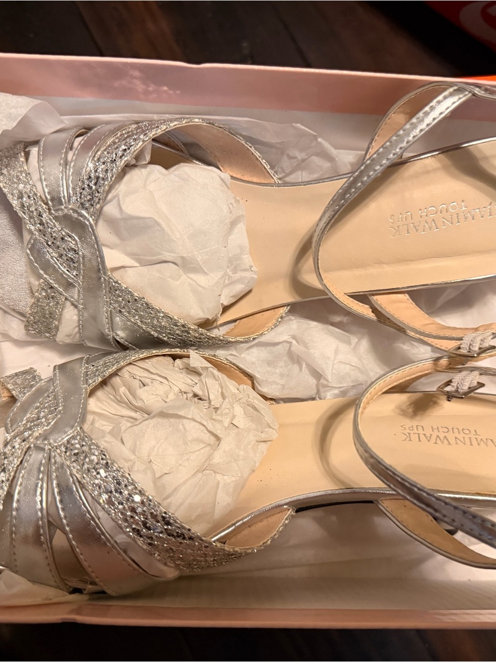 Benjamin Walk Silver Strappy Glitter Heels